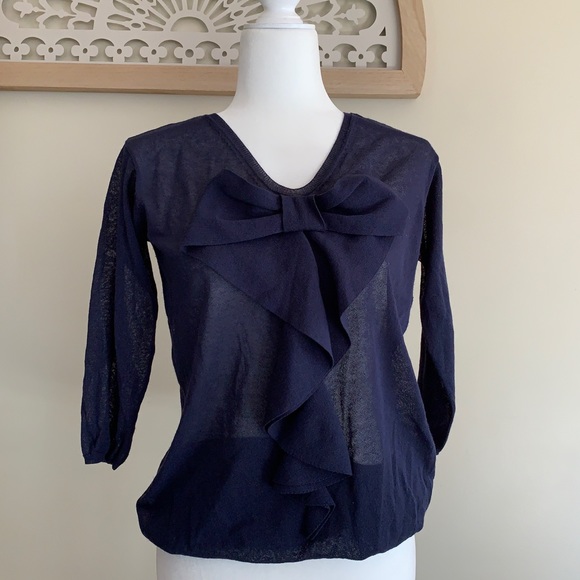 Love Moschino Bow embellished V Neck Blue size 4
